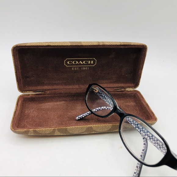Coach hard case and Glasses   Logo all over case and on temple piece of glasses - Picture 1 of 4